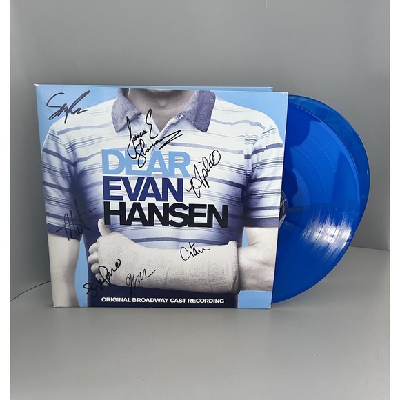 Dear Evan Hansen SIGNED Blue Vinyl LP - 2 Record Set Autographed Cover 2017